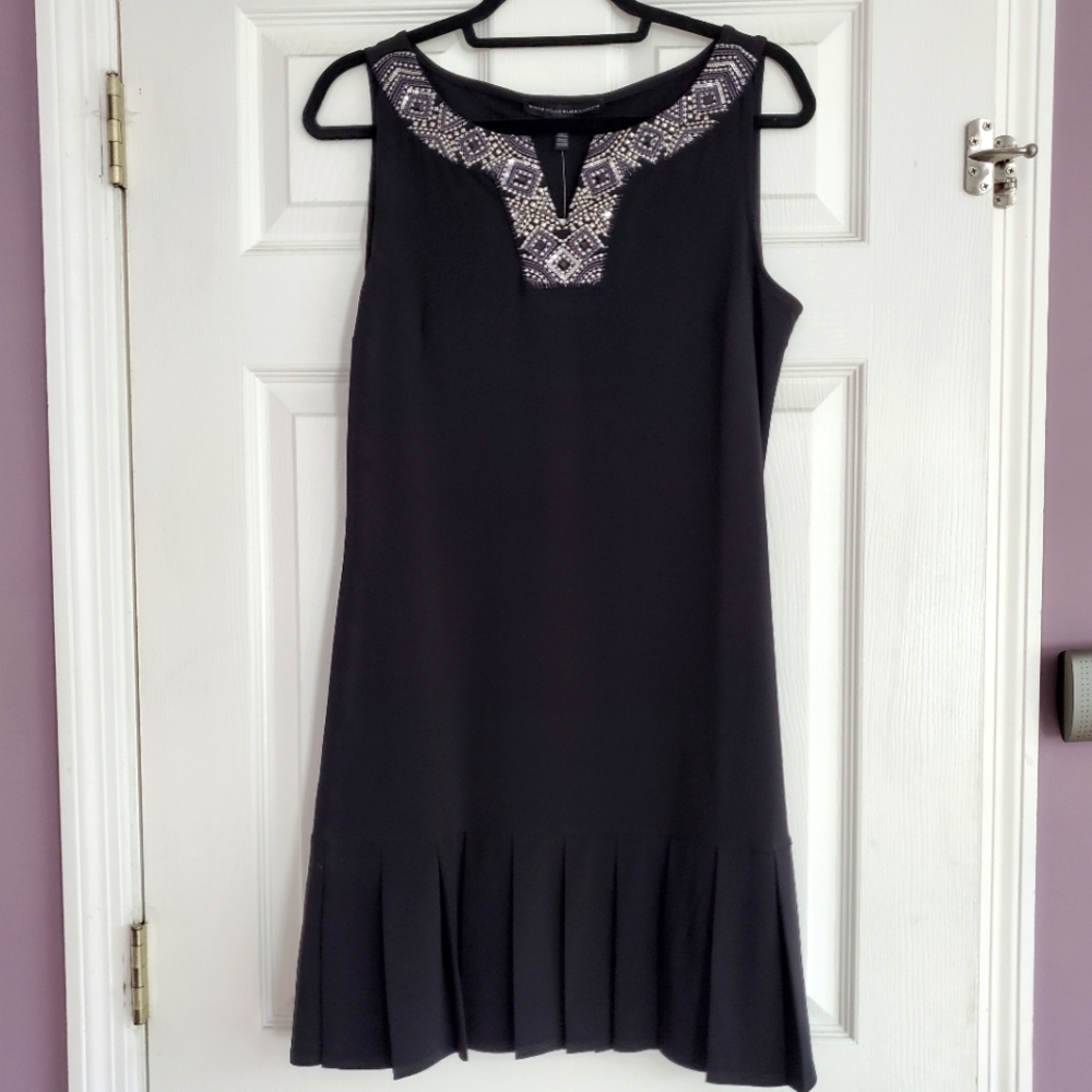 WHBM Embellished V-neck little black Dress Size M